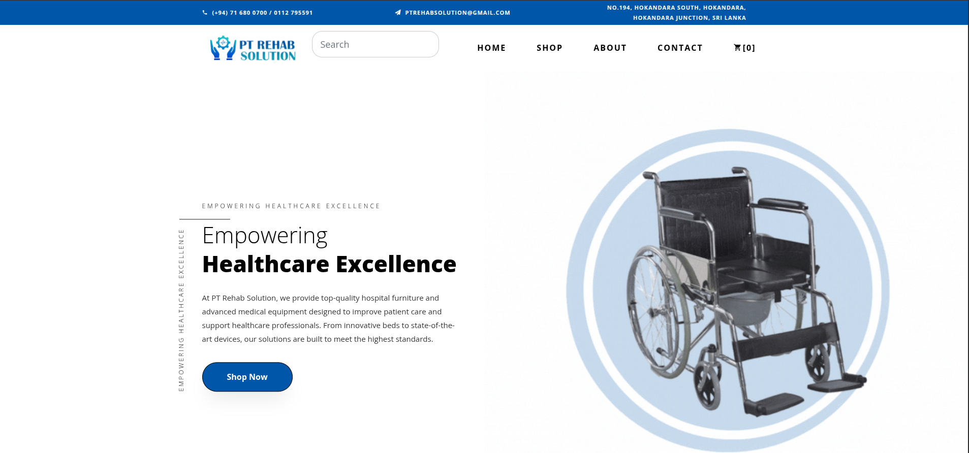 Rehab Solution online store homepage